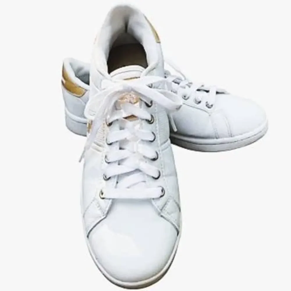 US POLO Women's White & Gold Leather Soles Sneakers ~ 7.5